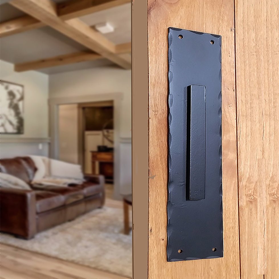 Wild West Hardware hammered door pull installed